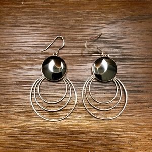 Vintage Sterling Silver Onyx Earrings